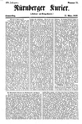 Nürnberger Kurier (Nürnberger Friedens- und Kriegs-Kurier) Donnerstag 11. März 1852
