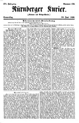 Nürnberger Kurier (Nürnberger Friedens- und Kriegs-Kurier) Donnerstag 24. Juni 1852