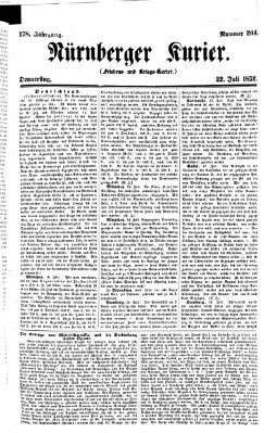 Nürnberger Kurier (Nürnberger Friedens- und Kriegs-Kurier) Donnerstag 22. Juli 1852