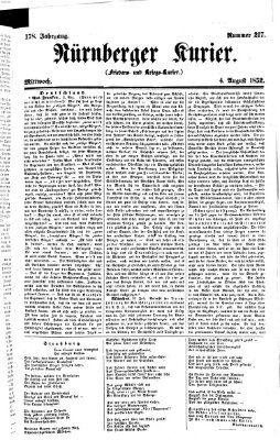 Nürnberger Kurier (Nürnberger Friedens- und Kriegs-Kurier) Mittwoch 4. August 1852