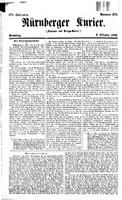 Nürnberger Kurier (Nürnberger Friedens- und Kriegs-Kurier) Sonntag 3. Oktober 1852
