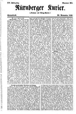 Nürnberger Kurier (Nürnberger Friedens- und Kriegs-Kurier) Samstag 20. November 1852
