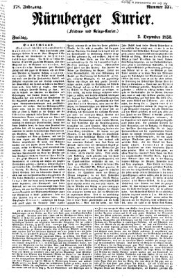 Nürnberger Kurier (Nürnberger Friedens- und Kriegs-Kurier) Freitag 3. Dezember 1852