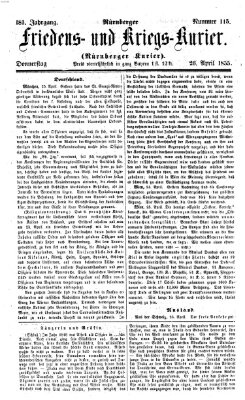 Nürnberger Friedens- und Kriegs-Kurier Donnerstag 26. April 1855