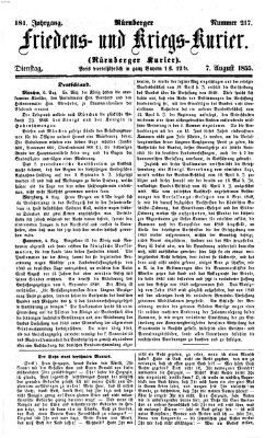 Nürnberger Friedens- und Kriegs-Kurier Dienstag 7. August 1855