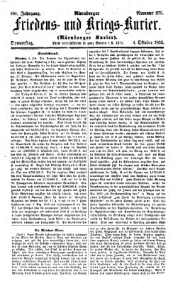 Nürnberger Friedens- und Kriegs-Kurier Donnerstag 4. Oktober 1855