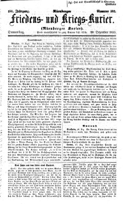 Nürnberger Friedens- und Kriegs-Kurier Donnerstag 20. Dezember 1855