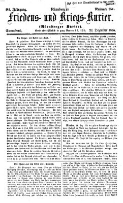 Nürnberger Friedens- und Kriegs-Kurier Samstag 22. Dezember 1855
