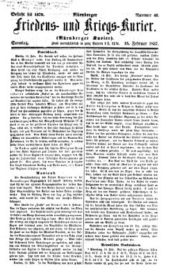 Nürnberger Friedens- und Kriegs-Kurier Sonntag 15. Februar 1857