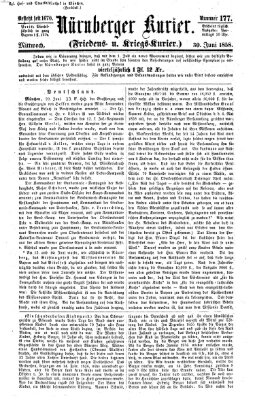 Nürnberger Kurier (Nürnberger Friedens- und Kriegs-Kurier) Mittwoch 30. Juni 1858