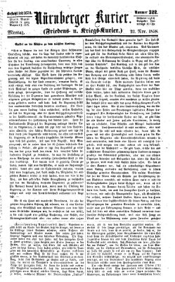 Nürnberger Kurier (Nürnberger Friedens- und Kriegs-Kurier) Montag 22. November 1858