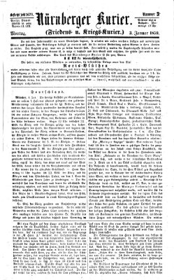 Nürnberger Kurier (Nürnberger Friedens- und Kriegs-Kurier) Montag 3. Januar 1859