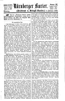 Nürnberger Kurier (Nürnberger Friedens- und Kriegs-Kurier) Montag 6. Februar 1860