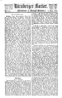 Nürnberger Kurier (Nürnberger Friedens- und Kriegs-Kurier) Montag 3. September 1860
