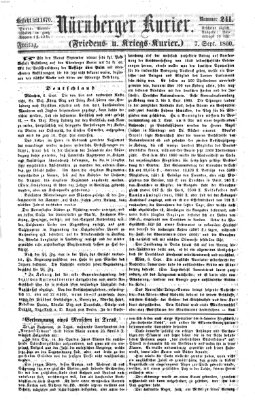 Nürnberger Kurier (Nürnberger Friedens- und Kriegs-Kurier) Freitag 7. September 1860