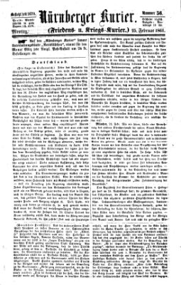 Nürnberger Kurier (Nürnberger Friedens- und Kriegs-Kurier) Montag 25. Februar 1861