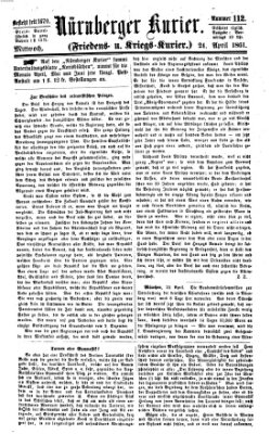 Nürnberger Kurier (Nürnberger Friedens- und Kriegs-Kurier) Mittwoch 24. April 1861