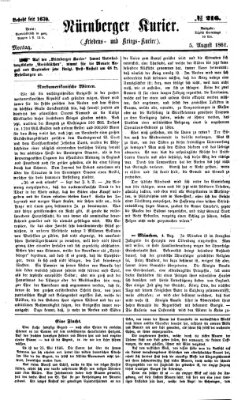 Nürnberger Kurier (Nürnberger Friedens- und Kriegs-Kurier) Montag 5. August 1861