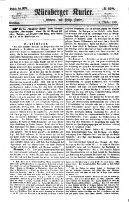Nürnberger Kurier (Nürnberger Friedens- und Kriegs-Kurier) Dienstag 8. Oktober 1861