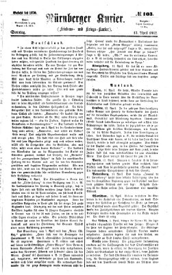 Nürnberger Kurier (Nürnberger Friedens- und Kriegs-Kurier) Sonntag 13. April 1862