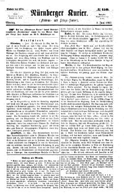 Nürnberger Kurier (Nürnberger Friedens- und Kriegs-Kurier) Montag 2. Juni 1862