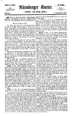 Nürnberger Kurier (Nürnberger Friedens- und Kriegs-Kurier) Montag 1. September 1862