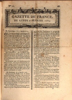 Gazette de France Montag 7. Februar 1763