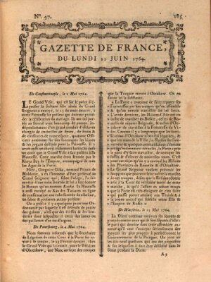 Gazette de France Montag 11. Juni 1764