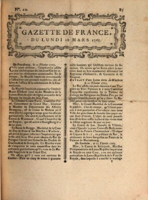 Gazette de France Montag 18. März 1765