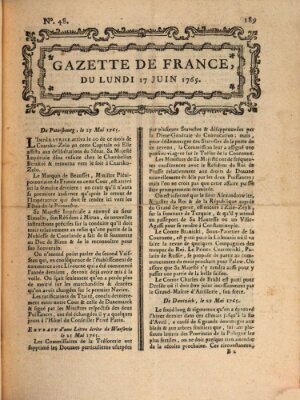 Gazette de France Montag 17. Juni 1765