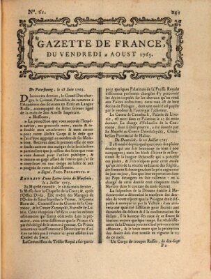 Gazette de France Freitag 2. August 1765