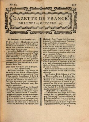 Gazette de France Montag 14. Oktober 1765