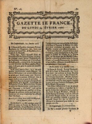 Gazette de France Montag 24. Februar 1766