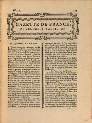 Gazette de France Freitag 18. April 1766
