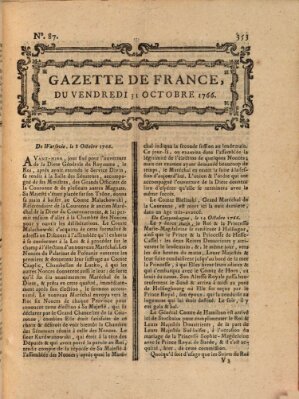 Gazette de France Freitag 31. Oktober 1766