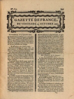 Gazette de France Freitag 25. Oktober 1771