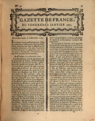 Gazette de France Freitag 8. Januar 1773