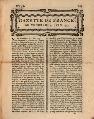 Gazette de France Freitag 25. Juni 1773