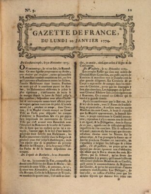 Gazette de France Montag 10. Januar 1774