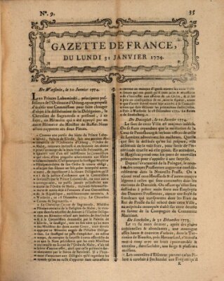 Gazette de France Montag 31. Januar 1774