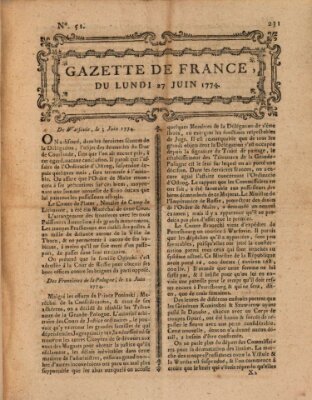 Gazette de France Montag 27. Juni 1774