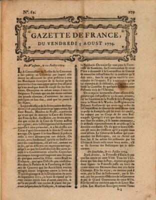 Gazette de France Freitag 5. August 1774