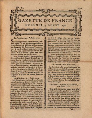 Gazette de France Montag 15. August 1774