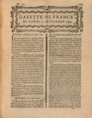 Gazette de France Montag 12. September 1774