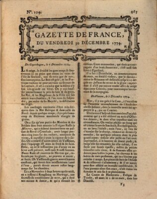 Gazette de France Freitag 30. Dezember 1774