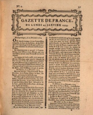 Gazette de France Montag 23. Januar 1775