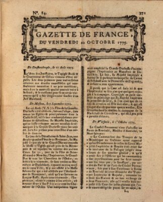 Gazette de France Freitag 20. Oktober 1775