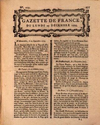 Gazette de France Montag 25. Dezember 1775