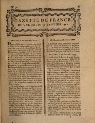 Gazette de France Freitag 30. Januar 1778