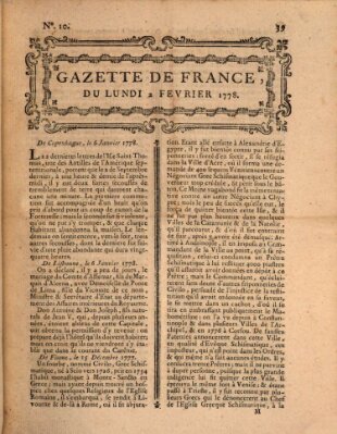 Gazette de France Montag 2. Februar 1778
